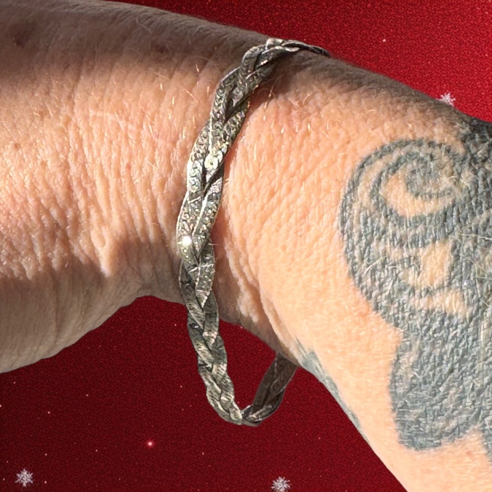 Italian Sterling Silver Flat Braided Snake Chain Bracelet 8” 4.75g - Picture 4 of 11